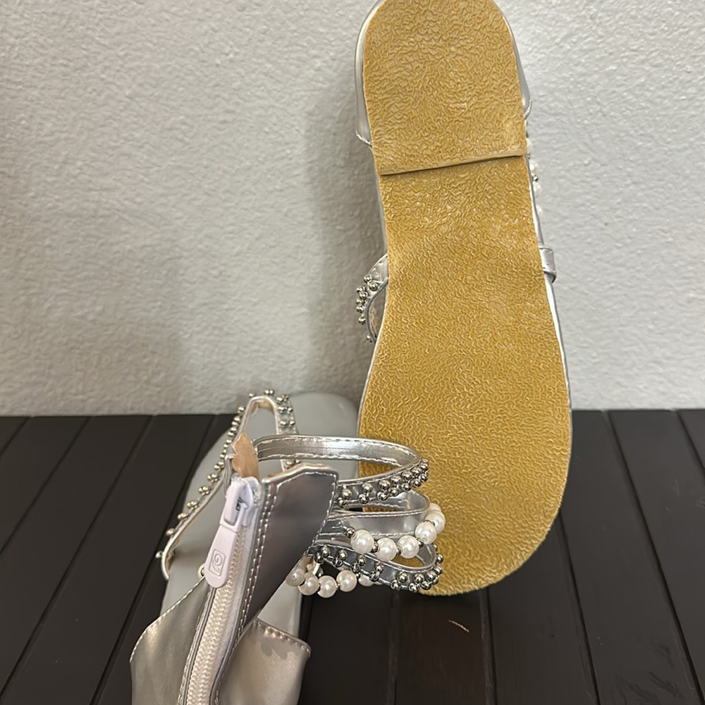Silver Beaded Sandals - Picture 4 of 6